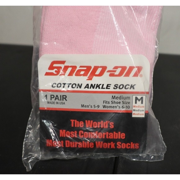 Snap-On Tools Pink Crew Socks 1pr Size M Medium Made USA Cotton Blend NEW - Picture 3 of 6